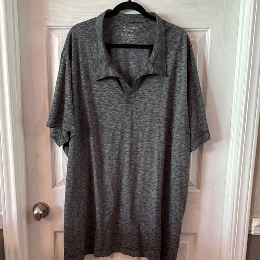 Lucky Brand Gray Polo Shirt Classic Lightweight Design